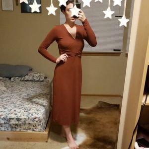 Burnt red/orange/brown nursing friendly dress